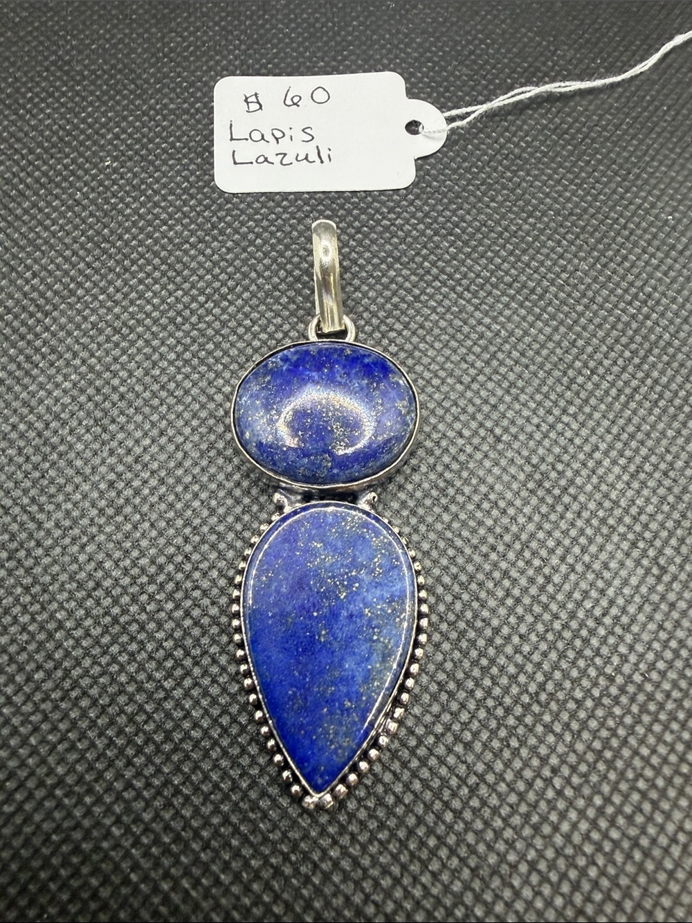 Lapis Lazuli Double Stone 925 Silver Pendant - Deep Blue 2.75”